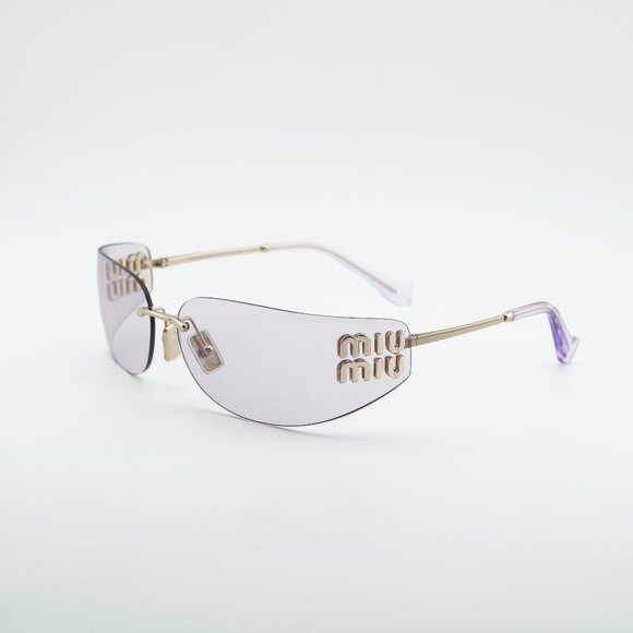 Miu Miu MUA51S ZVN90O Sunglasses Pale Gold Rectangle Frame, Pink Lenses main image 4